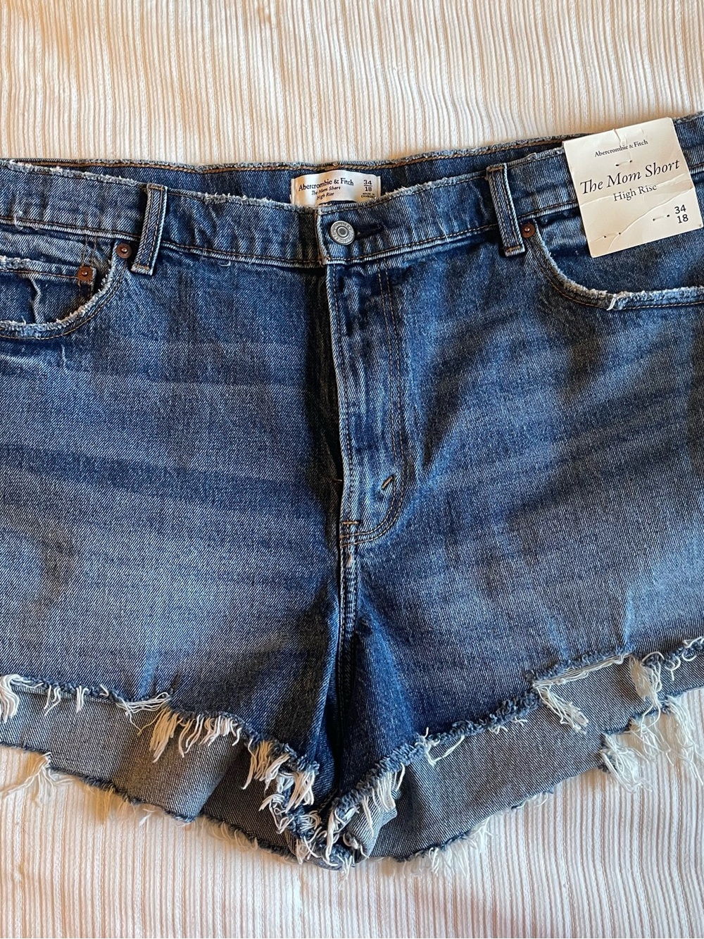Abercrombie & Fitch Distressed High-Rise Denim Shorts - Blue